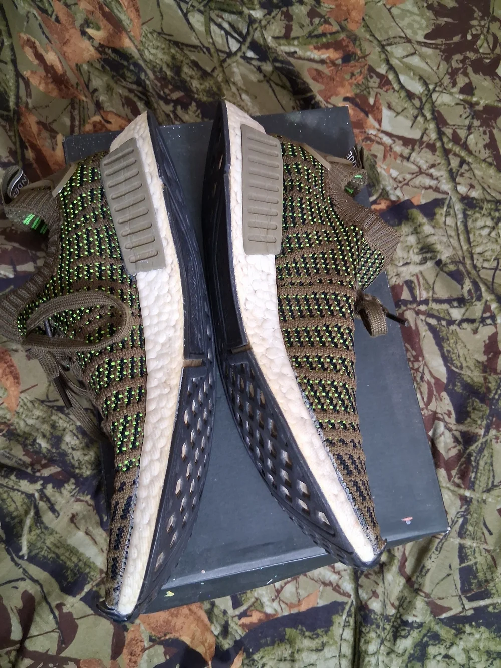 adidas Men's Olive Green Knit Athletic Sneakers with Black Trim